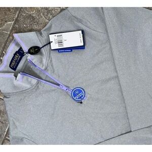 New Polo Golf Ralph Lauren Jersey 1/4 Zip Jacket Womens Large Gray Lavender Pony